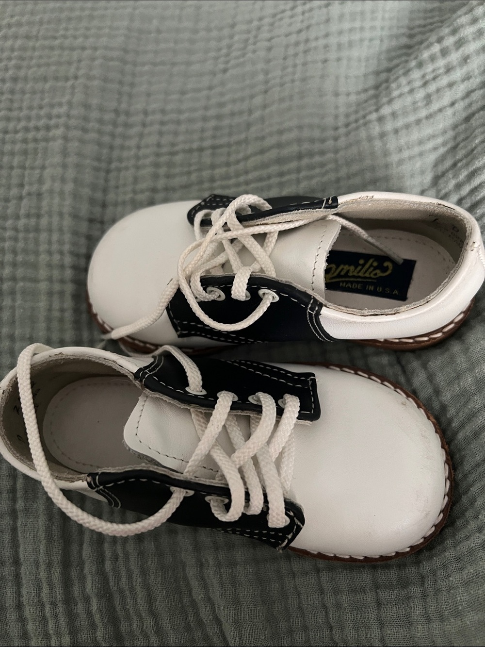 White and Black Kids Dress Oxfords with Lace-Up Closure